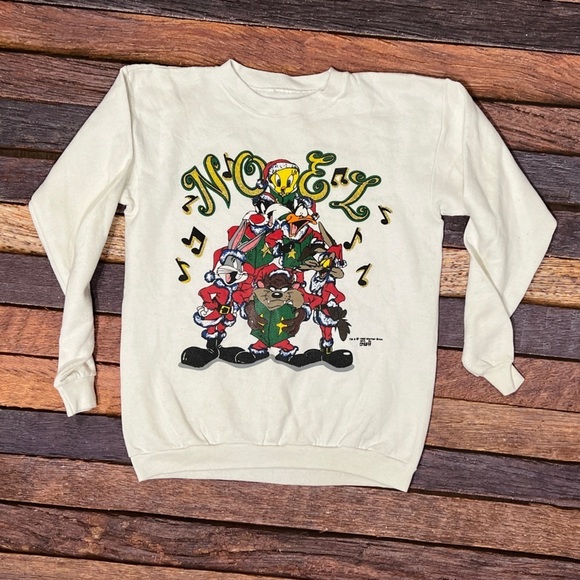 Vintage Looney Tunes Noel Christmas Cartoon 1990s Pullover Sweatshirt - Picture 1 of 4